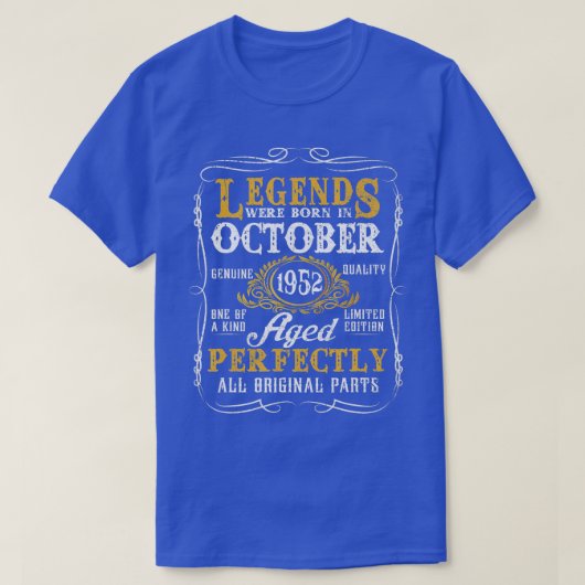 伝説は1952生まれ年10月に70歳のBir Tシャツ (デザイン正面)