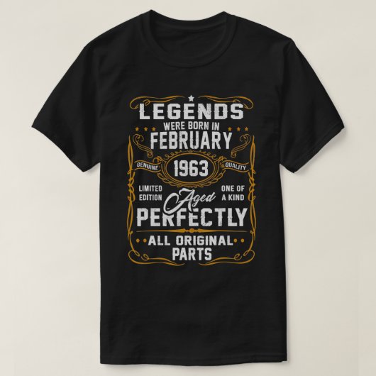 伝説は1963生まれ年2月58誕生日Gにあった Tシャツ (デザイン正面)