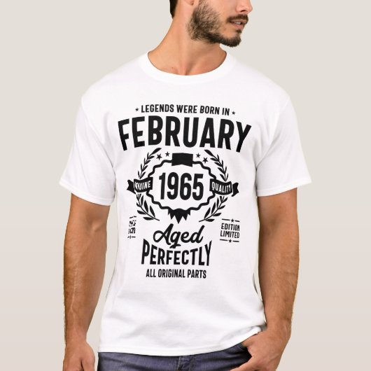 伝説は1965生まれ年2月の誕生日 Tシャツ (正面)