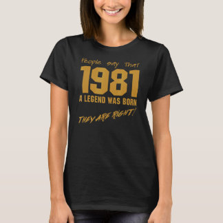 伝説は1981生まれ年の誕生日ヴィンテージお祝い Tシャツ