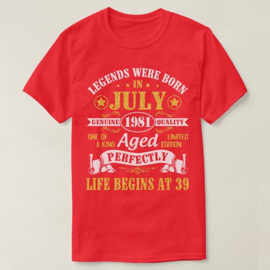 伝説は1981生まれ年7月に本物の品質時代だった Tシャツ (デザイン正面)