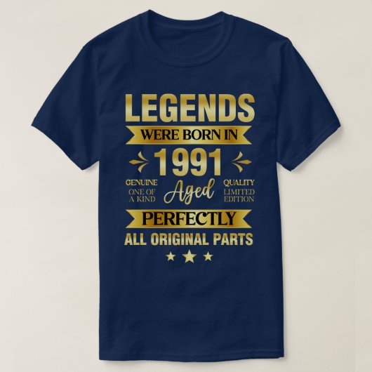 伝説は1991生まれ年の誕生日 Tシャツ (デザイン正面)