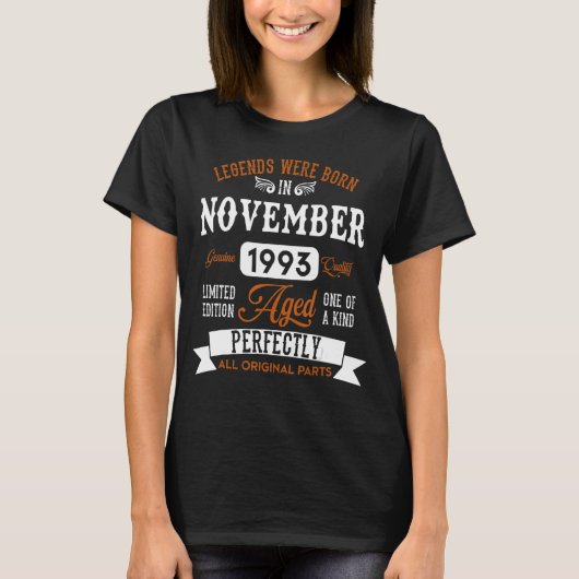 伝説は1993年11生まれ月にHappy Bであった Tシャツ (正面)