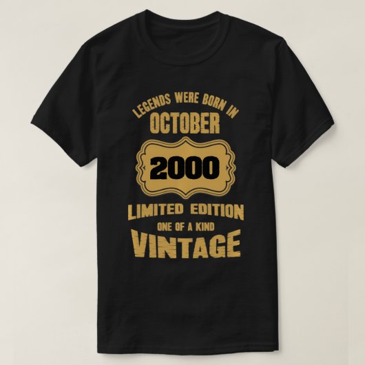 伝説は2000生まれ年10月21誕生日Pu Tシャツ (デザイン正面)