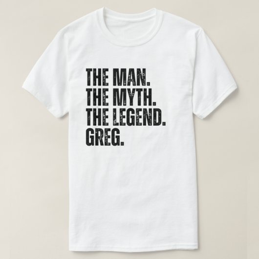 伝説グレッグの神話の男 Tシャツ (デザイン正面)