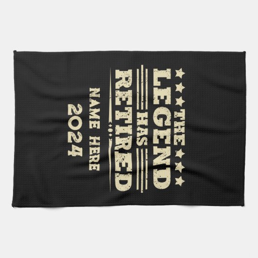 伝説パーソナライズされたが持つ引退退職した キッチンタオル (横)