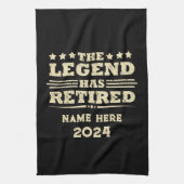 伝説パーソナライズされたが持つ引退退職した キッチンタオル (縦)
