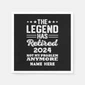 伝説パーソナライズされたが持つ引退退職した スタンダードカクテルナプキン (正面)