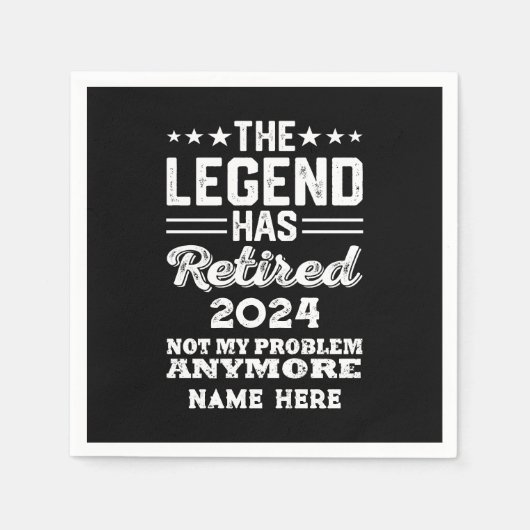 伝説パーソナライズされたが持つ引退退職した スタンダードカクテルナプキン (正面)