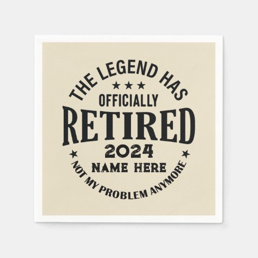 伝説パーソナライズされたが持つ引退退職した スタンダードカクテルナプキン (正面)