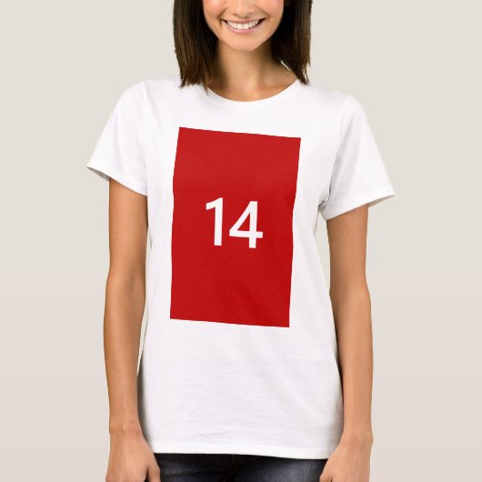 伝説上の14番赤と白入 Tシャツ (正面)
