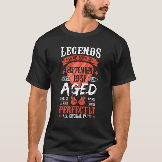 伝説生まれは1951年9月ギターピックG Tシャツ (正面)