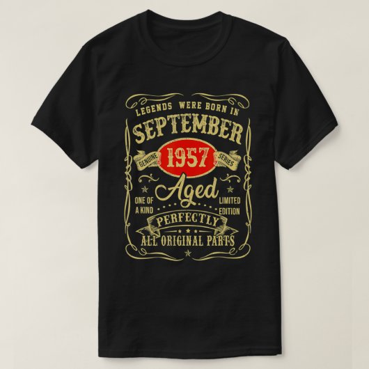 伝説生まれは1957年9月64誕生日 Tシャツ (デザイン正面)