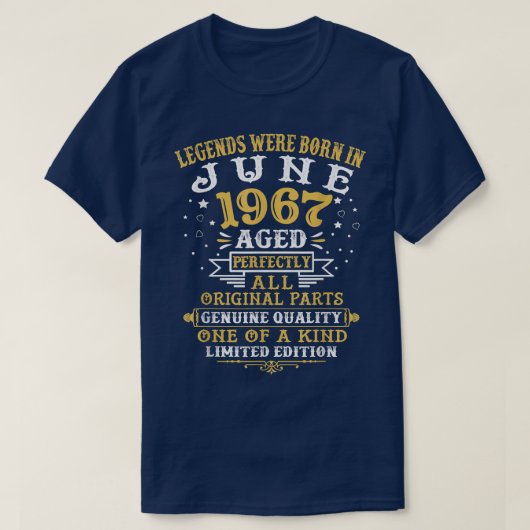 伝説生まれは1967年6月55歳B Tシャツ (デザイン正面)