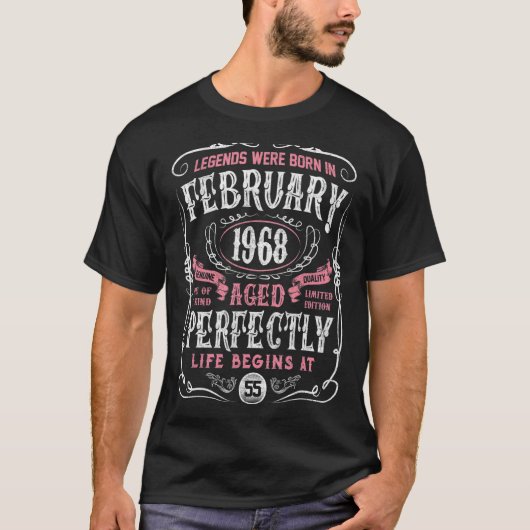 伝説生まれは1968年2月55誕生日 Tシャツ (正面)