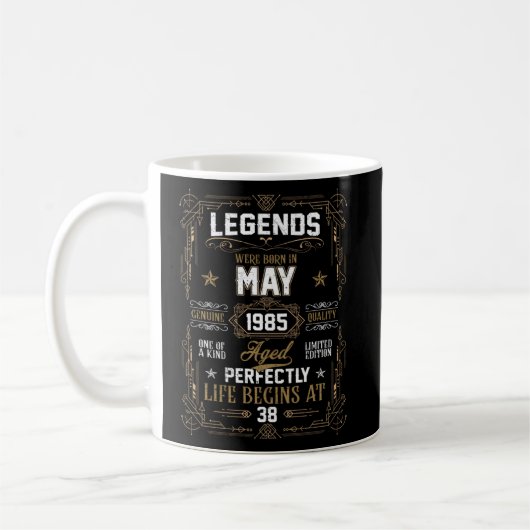 伝説生まれは1985年5月38誕生日 コーヒーマグカップ (左)