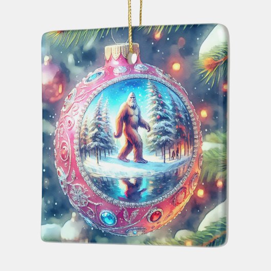 伝説的なクリスマスのビッグフットをお祈り セラミックオーナメント (左)