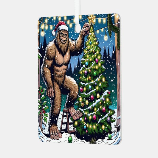 伝説的なクリスマスビッグおもしろいフット メタルオーナメント (正面左)