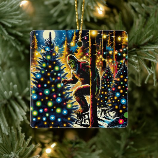 伝説的なクリスマスビッグフットパーソナライズされた セラミックオーナメント (ツリー)