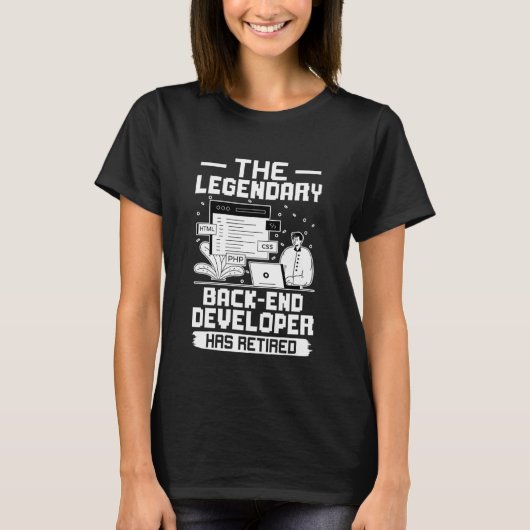 伝説的なバックエンド開発者退職した Tシャツ (正面)