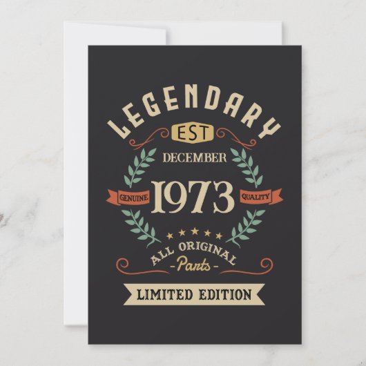 伝説的なヴィンテージ誕生日ギフト 招待状 (正面)