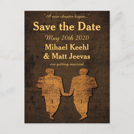 伝説的な愛Save the Dateポストカードゲイ結婚ズ 案内ポストカード (正面)