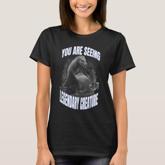 伝説的な生き物の女性ブラック Tシャツ (正面)