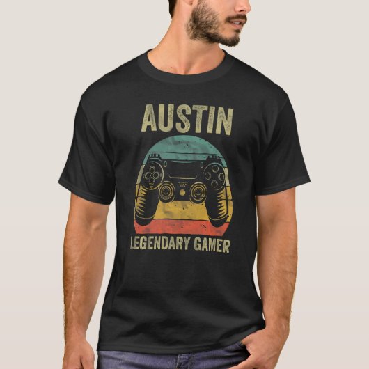 伝説的パーソナライズされたゲーマーシャツオースティンネームVid Tシャツ (正面)