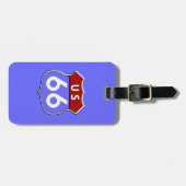 伝説的ルート66ロードサインブルー ラゲッジタグ (正面横)