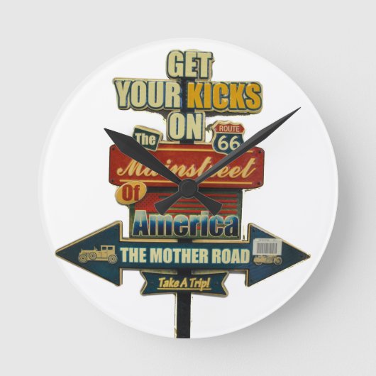***伝説的ルート66***壁時計 ラウンド壁時計 (正面)