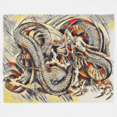 伝説的中国の天皇竜巻抽象芸術 フリースブランケット (正面(横))