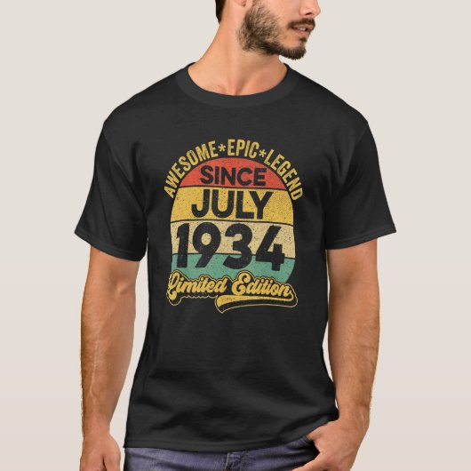伝説素晴らし1934年7月88誕生日88Ye Tシャツ (正面)