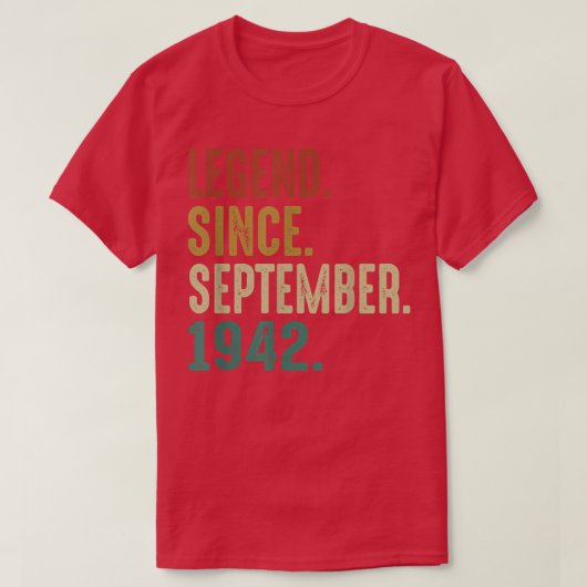 伝説1942年9月以来ヴィンテージ80誕生日 Tシャツ (デザイン正面)