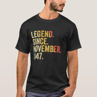 伝説1947年11月以来75歳バレ Tシャツ