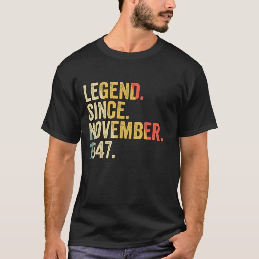 伝説1947年11月以来75歳バレ Tシャツ (正面)