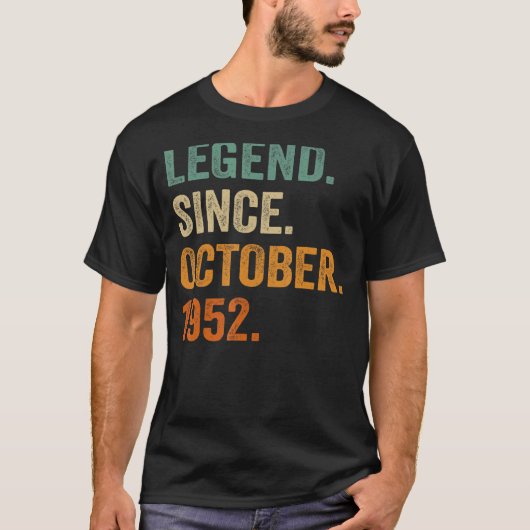 伝説1952年10月70誕生日70年 Tシャツ (正面)