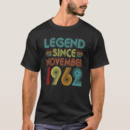 伝説1962年11月以来60番目の誕生日レトロ60 Tシャツ (正面)