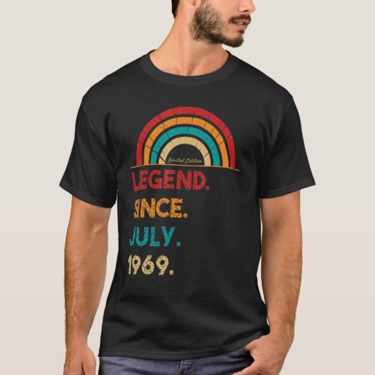 伝説1969年7月以来53番目の誕生日レトロ生まれI Tシャツ (正面)