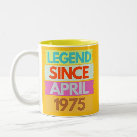 伝説1975年4月以来50誕生日ギフト50年 ツートーンマグカップ (左)