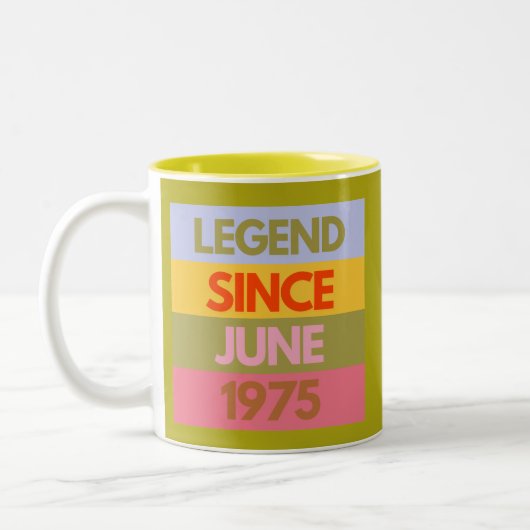 伝説1975年6月以来50誕生日ギフト50年 ツートーンマグカップ (左)