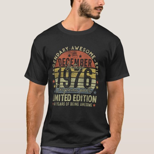 伝説1976年12月からレトロ48誕生日不機嫌 Tシャツ (正面)
