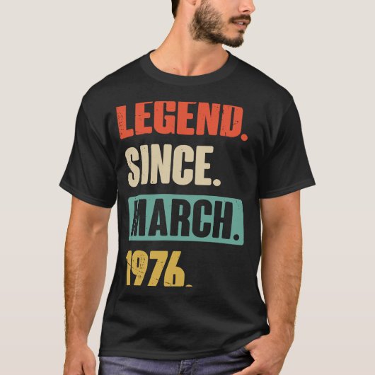 伝説1976年3月から誕生日47番目の装飾 Tシャツ (正面)