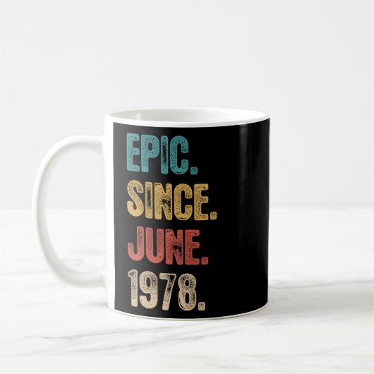 伝説1978年6月以来44歳44誕生日 コーヒーマグカップ (左)