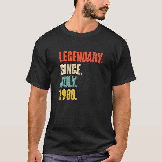 伝説1980年7月以来42歳42誕生 Tシャツ (正面)