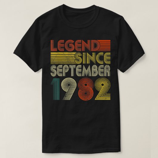 伝説1982年9月からレトロ40歳の誕生日40 Tシャツ (デザイン正面)