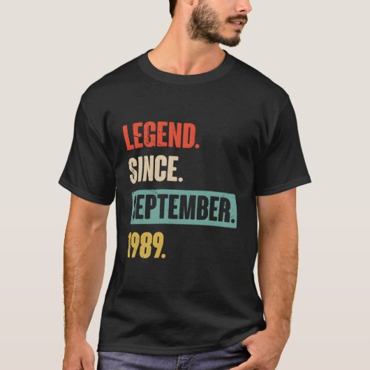 伝説1989年9月34おもしろい日誕生日34 Tシャツ (正面)