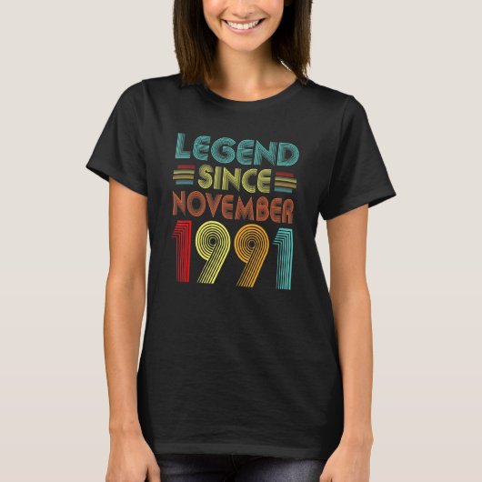 伝説1991年11月以来31番目の誕生日レトロ31 Tシャツ (正面)
