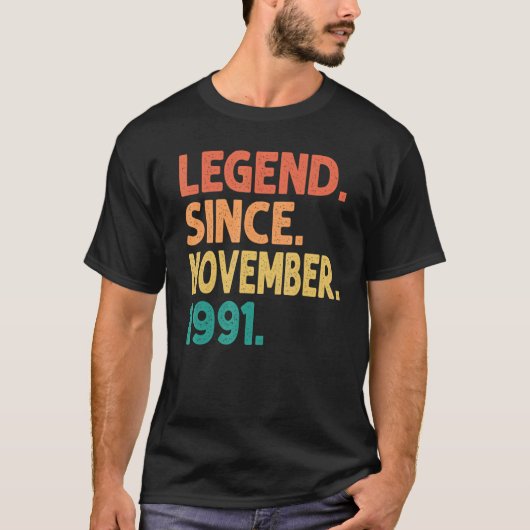 伝説1991年11月以来31番目の誕生日レトロ31 Tシャツ (正面)
