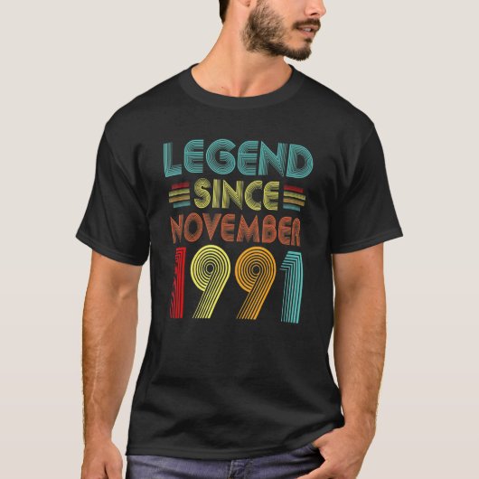 伝説1991年11月以来31番目の誕生日レトロ31 Tシャツ (正面)