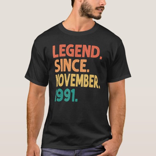 伝説1991年11月以来31番目の誕生日レトロ31 Tシャツ (正面)